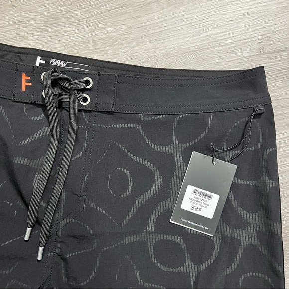 NWT Former Merchandise Men Radio Wave Swim Trunk Shorts Black Size 38 - Picture 8 of 11